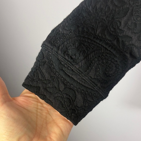 Lands' End Black Paisley Damask Jacquard Crew Neck Long Sleeve 1X Sweatshirt - Picture 5 of 12